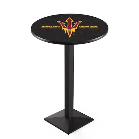 Holland Bar Stool Co 36" Blk Wrinkle Arizona State Pub Table, Pitchfork L217B3628ArizSt-F